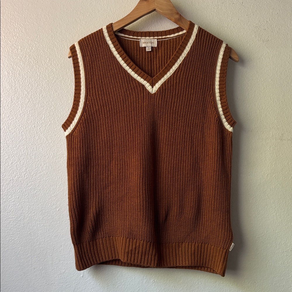 Brixton Melody Sweater Vest in Brown/White - Small